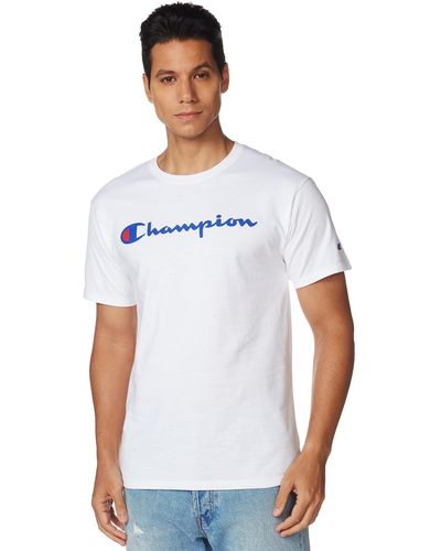 Champion , Cotton Midweight Crewneck Tee, T-shirt For , Reg. Or Big, White Script, 3x-large Tall