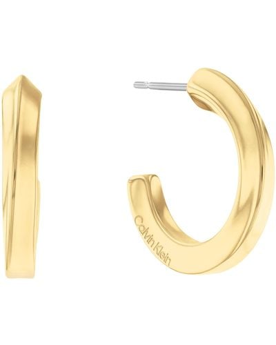 Calvin Klein Jewelry Ionic Plated Thin Gold Steel Hoop Earrings - Metallic