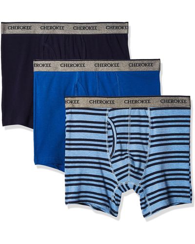 CHEROKEE 3-pack Cotton Stretch Boxer Brief Underwear - Blue