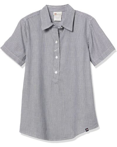 Dickies Short Sleeve Woven Popover Shirt With 3 Buttons - Gray