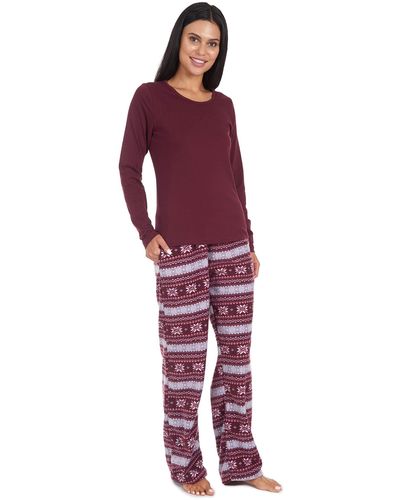 CHEROKEE Pajama Set Soft Breathable Shirt And Pants - Red