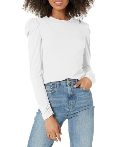 Rebecca Taylor Ruched Long Sleeve Knit Top - White