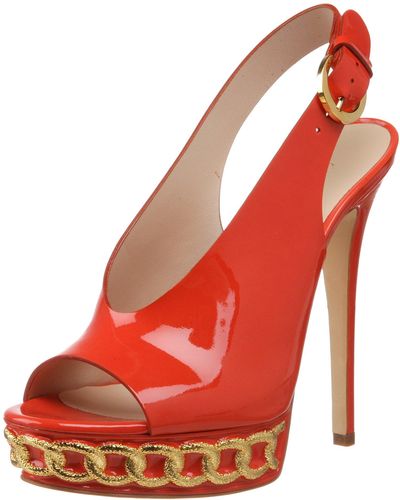 Casadei 6141 Slingback Sandal,patent Aragosta,9 M Us - Red