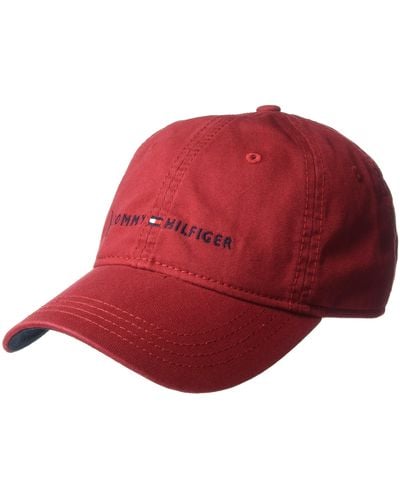 Tommy Hilfiger Logo Dad Baseball Cap - Red