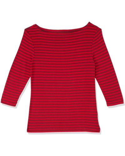 Amazon Essentials Slim-fit 3/4 Sleeve Solid Boatneck T-shirt Shirt - Red