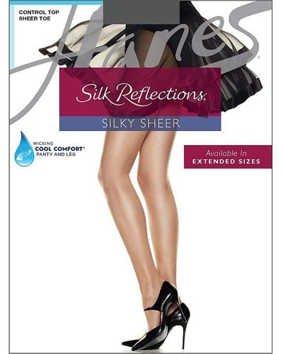 Hanes Control Top Sheer Toe Silk Reflections Panty Hose - Multicolor