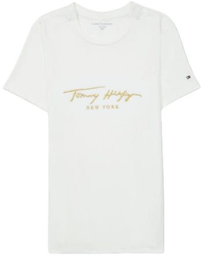 Tommy Hilfiger Adaptive Signature T-shirt With Magnetic Closure - White