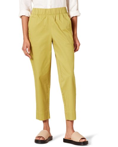 Amazon Essentials Knöchellange Hose aus Stretch-Baumwolle mit mittelhoher Taille und lockerer Passform zum Hineinschlüpfen - Gelb