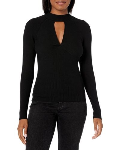 Guess Long Sleeve Twisted Cut Out Rubie Sweater - Black