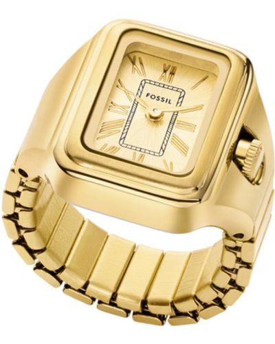 Fossil Watch Ring With Two-hand Analog Display And Stainless Steel Expansion Band - Metallic