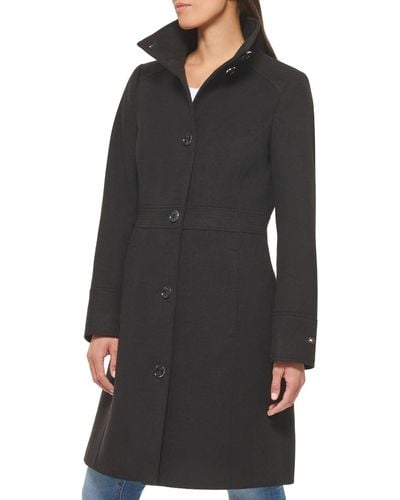 Tommy Hilfiger Button Elevated Wool Coat - Black