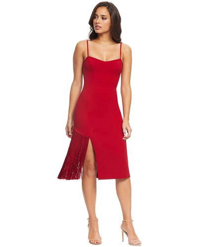 Dress the Population Nicole Sweetheart Neck Bodycon Midi Dress - Red