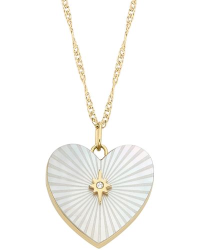 Fossil Stainless Steel Mop Heart Locket Necklaces - Metallic