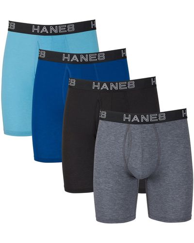 Hanes Ultimate Total Support Pouch Long Leg Boxer Brief - Blue