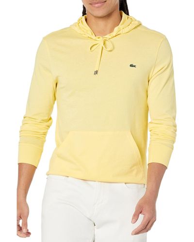 Lacoste Long Sleeve Hoodie Jersey T-shirt W/ Central Pocket - Yellow