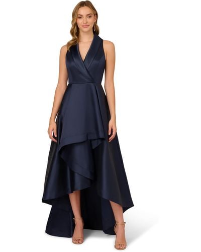 Adrianna Papell Tuxedo High Low Gown - Blue
