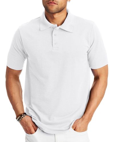 Hanes Mens Short Sleeve X-temp W/ Freshiq Polo Shirt - White