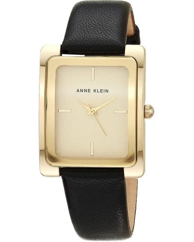 Anne Klein Leather Strap Watch - Black