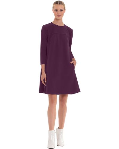 Donna Morgan 3/4 Sleeve Tent Dress W/pleat Color - Purple