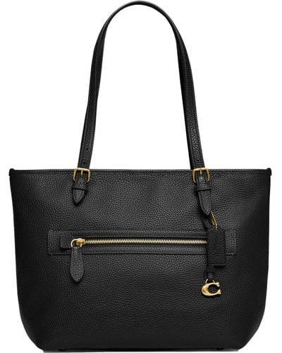 COACH Polished Pebble Leather Taylor Tote - Black