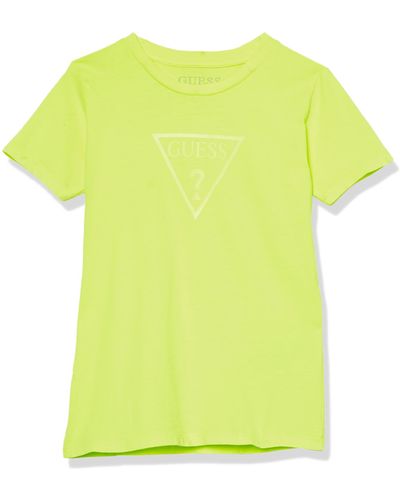 Guess Short Sleeve Cotton Sueded Jersey Logo Shirt - Yellow
