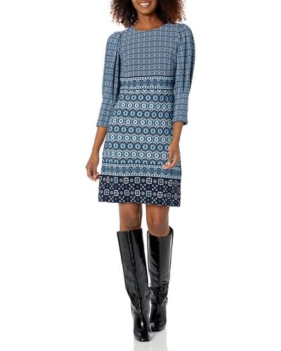 Vince Camuto Casual Stretch Printed Dress - Blue