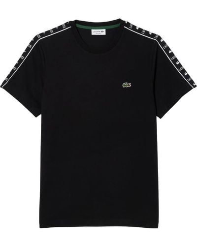 Lacoste Short Sleeve Regular Fit Tee Shirt W/taping On Side Arms - Black