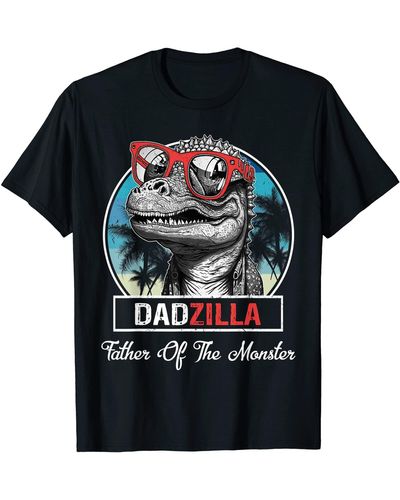 Perry Ellis Dadzilla Dinosaur Glasses Retro Vintage Fathers Day T-shirt - Black