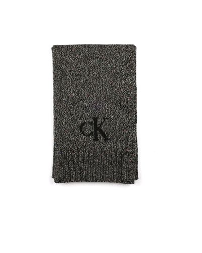 Calvin Klein Tweed Monogram Scarf - Gray