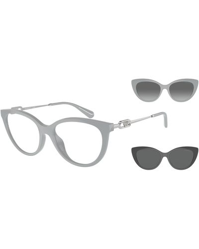 Emporio Armani Ea4213u Universal Fit Prescription Eyewear Frames With Two Interchangeable Sun Clip-ons Cat Eye - Black