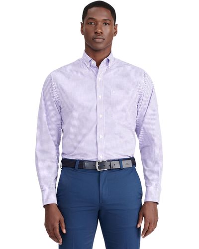 Izod Button-down Long-sleeve Stretch Performance Gingham Shirt - Purple