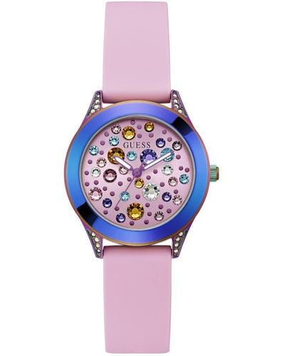 Guess Pink Strap Pink Dial Iridescent - Blue