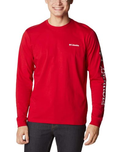 Columbia Rockaway River Long Sleeve Tee T-shirt - Red