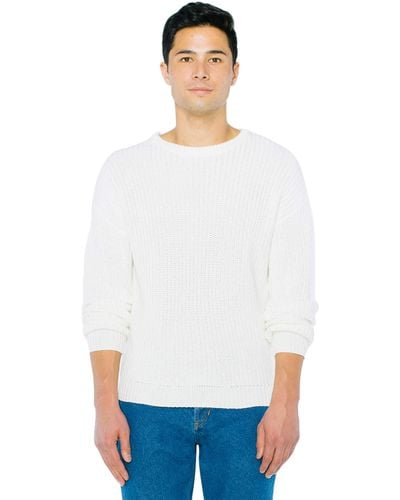 American Apparel Fisherman's Long-sleeve Pullover Knit Sweater - White