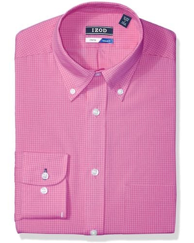 Izod Dress Shirts Regular Fit Stretch Gingham - Pink