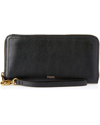 Fossil Logan Leather Zip Around - Black