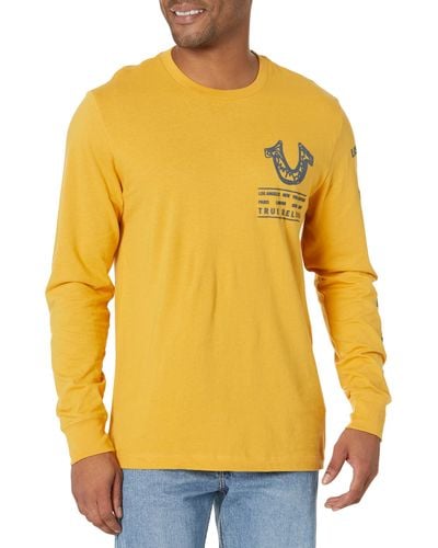 True Religion Brand Jeans Long Sleeve City Tour Tee - Yellow