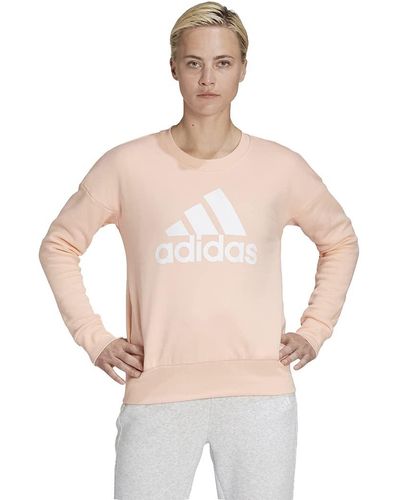adidas Womens Badge Of Sport Crew Sweatshirt Haze Coral Small - Pink