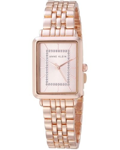 Anne Klein Glitter Accented Bracelet Watch,rose Gold - Metallic