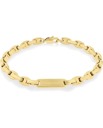 Calvin Klein Jewelry Ionic Plated Thin Gold Steel Chain Bracelet - Metallic