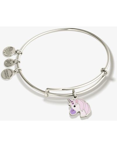 ALEX AND ANI Unicorn Emoji Expandable Wire Bangle Bracelet,shiny Silver Finish,multi-color Charm - Metallic