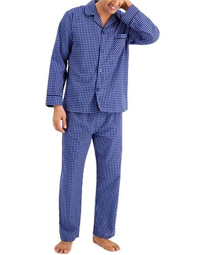 Hanes Long Sleeve Plain Weave Pajama Set - Blue