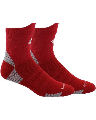 adidas Alphaskin Maximum Cushioned High Quarter Socks - Red