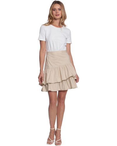 Donna Morgan 2fer Combo Fabric Dress With Ruffle Skirt - Natural