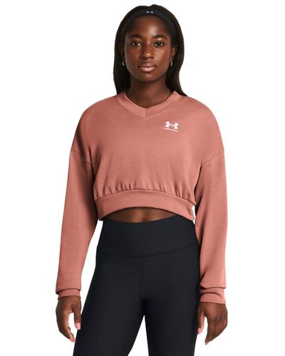 Under Armour Rival Terry Oversized Cropped Crew Neck Sweatshirt, - Red