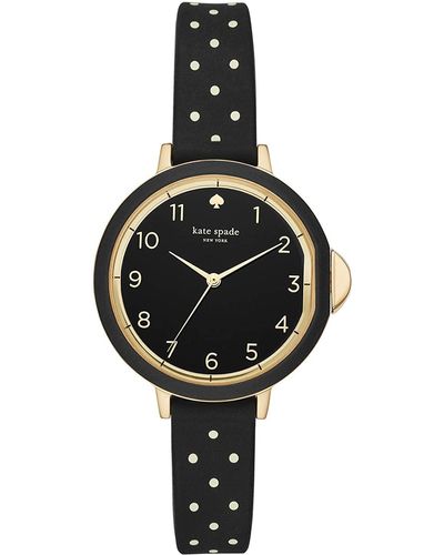 Kate Spade Park Row Quartz Metal And Silicone Watch - Black