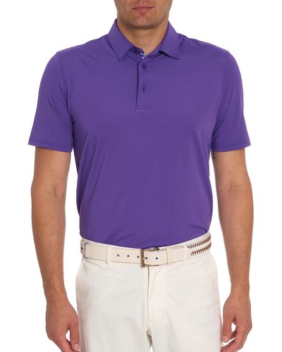 Robert Graham Axelsen 2 Short Sleeve Knit Polo - Purple