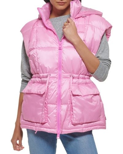 Levi's Quilted Megan Hooded Puffer Jacket - Pink