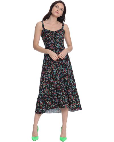 Donna Morgan Sleeveless Empire Waist Tiered Hem Midi Fit And Flare Dress - Multicolor