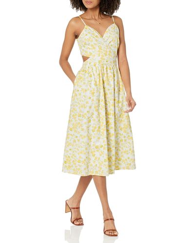 The Drop Makenna Strappy Cross Front Smocked Back Midi Dress - Yellow